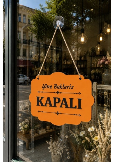Çift Taraflı Mdfahşap Dükkan & Mağaza Kapı Yönlendirme Tabelası - Turuncu