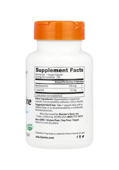 Doctor's Best, Benfotiamine 150 With Benfopure , 150 Mg, 120 ...