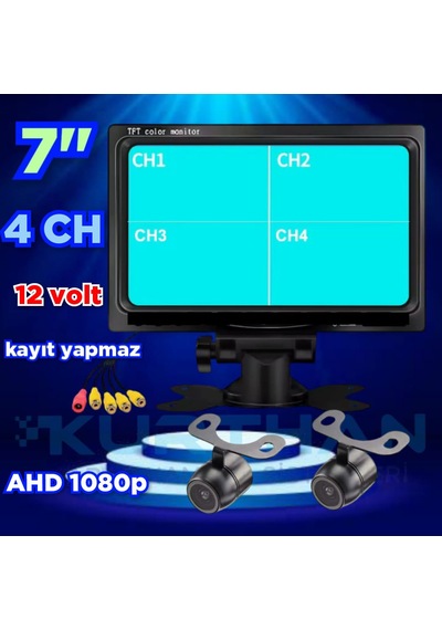 7 İnç Kayıtsız Ekran 2 Adet Ahd 1080p Kamera Seti 12 Volt