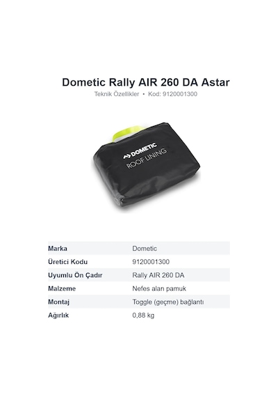 Dometic Rally Aır 260 Da Drive-away Ön Çadır Tavan Astarı Roof Lining 9120001300