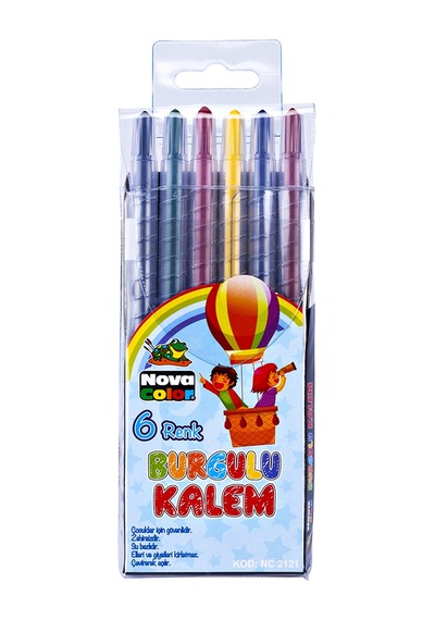 Nova Color Burgulu Boya Kalemi 6 Lı - 2 Paket Çok Renkli