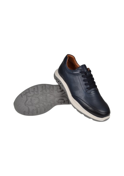 Pullman Hakiki Deri Erkek Spor Ayakkabı Sneaker Mod-5825 Lacivert