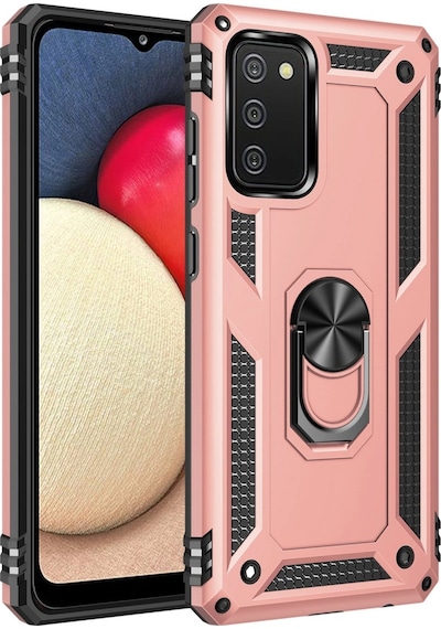 Samsung Uyumlu Galaxy A02s Kılıf Sofya Yüzüklü Silikon Kapak Gül