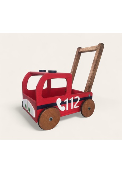 İzwoodcraft 112 Acil İtfaiye Bebek İlk Adım Arabası Ve Oyuncak Sepeti