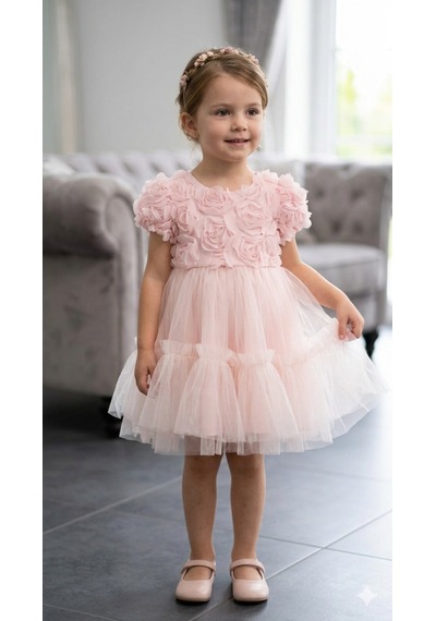 Serkon Kız Çocuk Laseli Abiye Ser-1072 Pembe