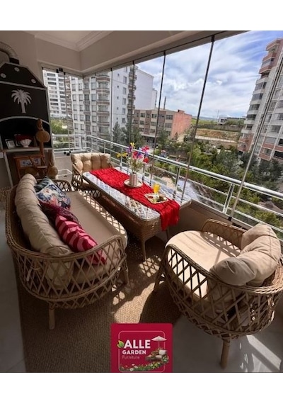 Venedik Alüminyum Bahçe Balkon Köşe Takımı - Venedik Alüminyum Bahçe Balkon Köşe Takımı Tek Kişilik Salıncak Hediyesidir Açık Gri