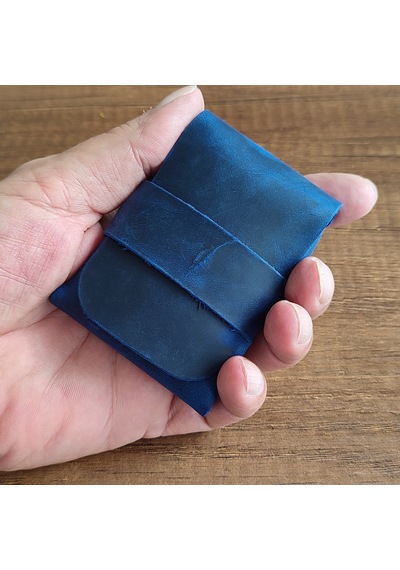 Sumerian Leather Craft Minimalist Deri Kartlık Mavi Anahtarlık Hediye Mavi