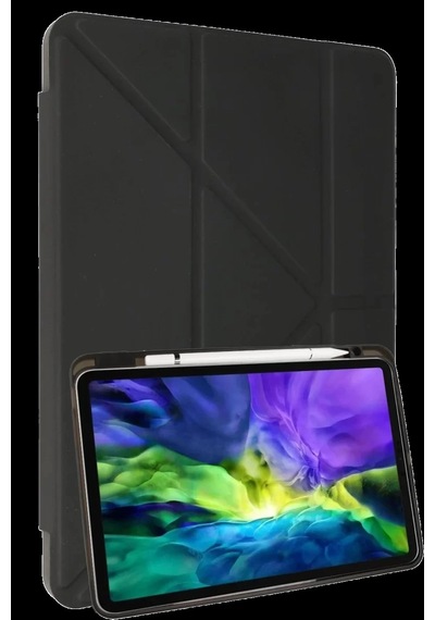 Apple Uyumlu iPad 2022 10.9 10.nesil Kılıf Kalemlikli Mars Tablet Kılıfı - Koyu Gri Klasik