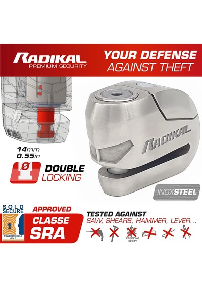 Radikal Rk14s Alarmlı Motosiklet Disk Kilidi 14mm Çelik