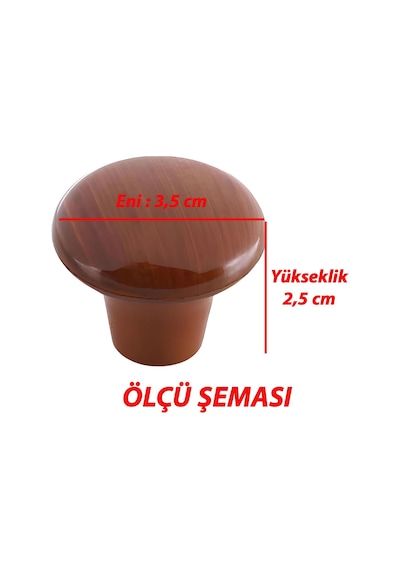 15 Adet Sert Plastik Mantar Düğme Kulp Ceviz Dolap Mobilya Mutfak Dolabı Çekmece Kapak Kulpu Kulbu