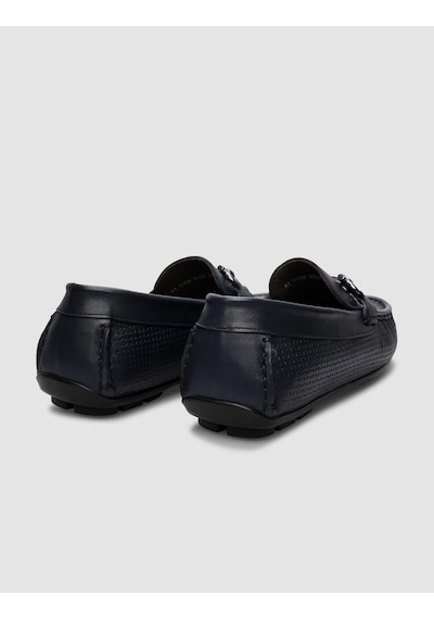 Cabani %100 Hakiki Deri Lacivert Örgü Desenli Erkek Loafer-lacivert Lacivert