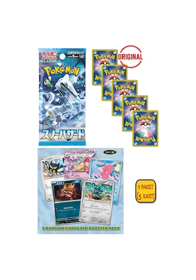 1 Paket 5 Kart Lisanslı Pokemon Snow Hazard Japonca Booster Paket Scarlet Violet Serisi