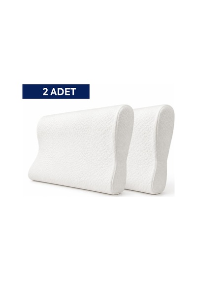 Homedius Visco Queen Ema Boyun Destekli Ortopedik Visco Yastık 55x35x12 Cm 2'li Beyaz