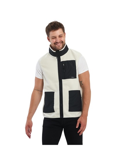 Adams Erkek Polar Kolsuz Çift Renk Yelek 3 Cepli Comfort Fit Ekru