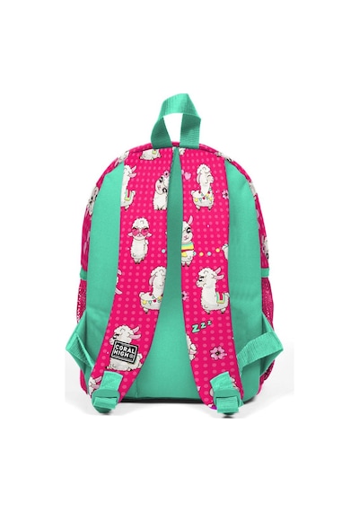 Coral High Kids Neon Mercan Su Yeşili Alpaka Desenli İki Bölmeli Yuva Sırt Çantası 23332