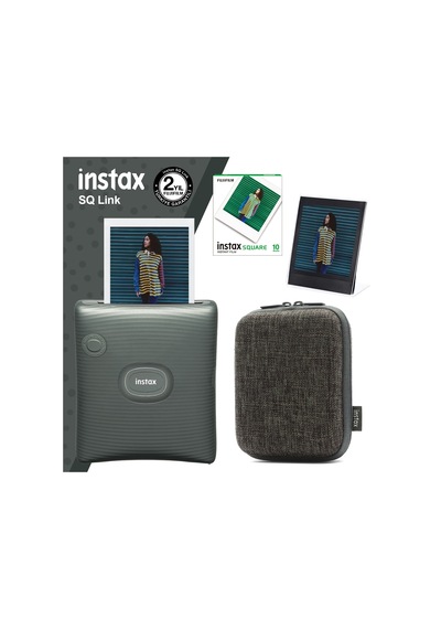Fujifilm Instax Sq Link Yazıcı + 10'lu Square Film + Kılıf + Pleksi ÇerçeveYeşil