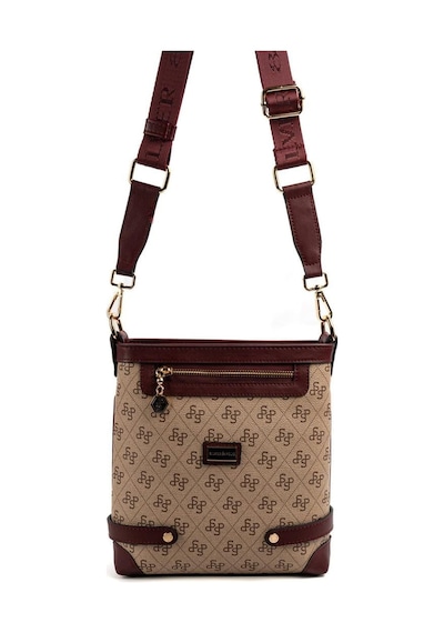 Silver Polo Sp1120 Kadın Çapraz Çanta Monogram Koyu Bej-bordo
