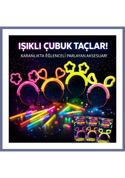 Bezos Karanlıkta Parlayan Glow Taç Seti 12 Adet Yıldız Kalp Ay Çiçek Her Model 3 Adet Dlra Diğer