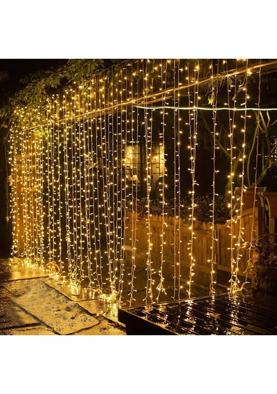 3x2 Metre Fişli 216 Led Saçak Işık Zinciri Dekoratif Yılbaşı Aydınlatması, Ev, Salon, Balkon Ve Perde Süsl