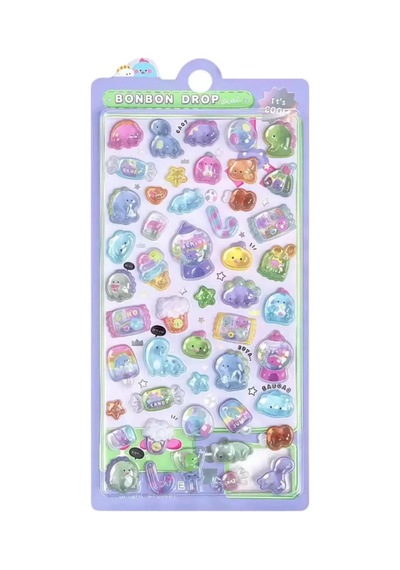 3d Kabarık Pofuduk Çıkartma Sticker Seti Defter Telefon Süsü 3 Farklı Tema M2 Çok Renkli