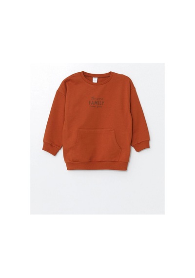 LC Waikiki Lcw Bisiklet Yaka Uzun Kollu Basic Erkek Bebek Sweatshirt Ve Eşofman Alt 2'li Turuncu