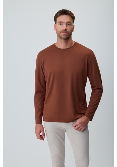 Morven Erkek Kiremit Bisiklet Yaka Rayon Sweatshirt 27ks063001460 Kiremit