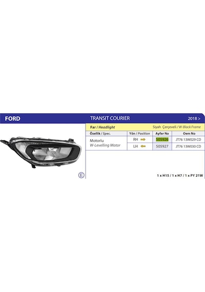 Ford Far Komple Sag Siyah Yeni Courıer 19 - Ayfar 505926