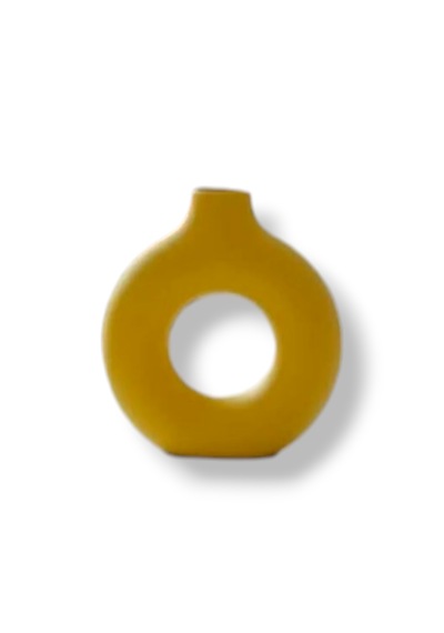 Minimalist Donut Vazo Modern Halk Formlu Dekoratif Obje Sarı