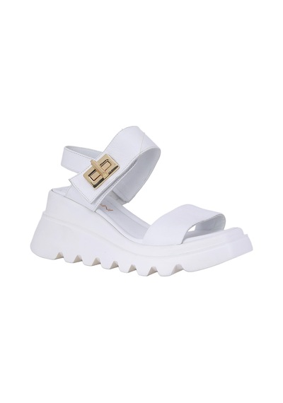 Albishoes Albini 2610401 Hakiki Deri Dolgu Topuk Kadın Sandalet Beyaz
