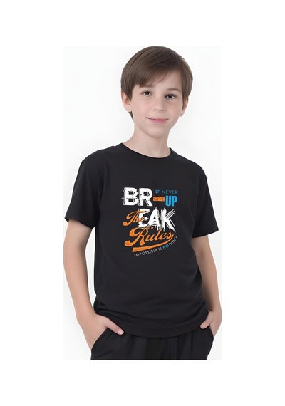 Fyk Kids Erkek Çocuk Yazlik Break Baskili Alt-üst Takim Siyah