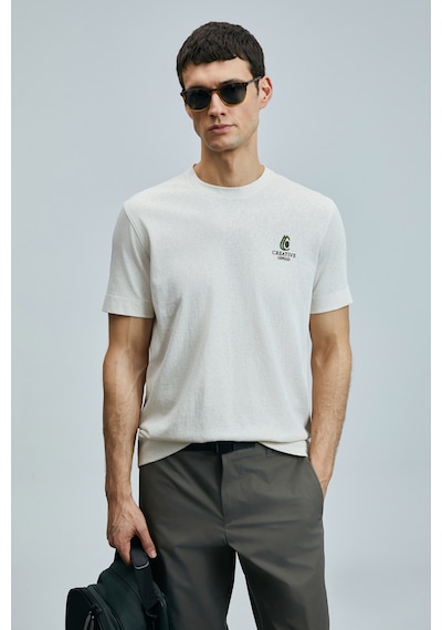 Lufian 111020263 Olıvıa Modern Grafik T- Shirt Erkek Tişort Ekru