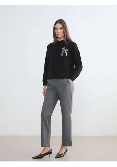 Lcw Comfort Gri Beli Lastikli Desenli Kadın Pileli Pantolon