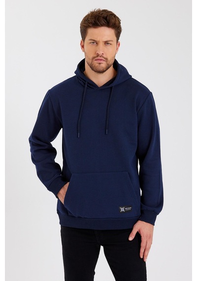 MMetalic Kanguru Cepli Kapüşonlu İçi Pamuklu Erkek Sweatshirt