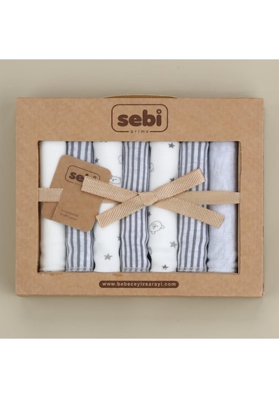 Sebi Bebe Müslin Bebek Ağız Mendili 7'li 2009 Ekru-gri