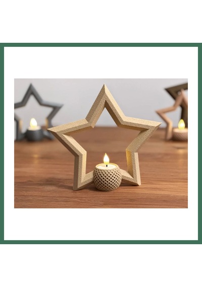En-cag 3d Baskı Yıldız Tealight Mumluk 18 Cm Ayrı Mum Hazneli Dekoratif Yıldız Şamdan Yeni Yıl Masa Süsü Bss Çok Renkli