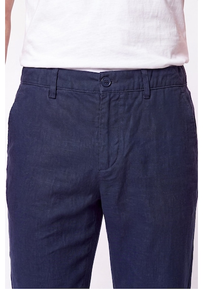 Comfort Fit Beli Lastikli %100 Keten Lacivert Pantolon P 1215