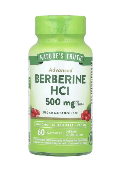 Nature's Truth Berberine Hcı Barberry Extract Sugar Metabolism 60 Capsules
