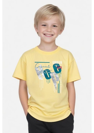 Panios Kids Hope Baskılı Erkek Çocuk Yuvarlak Yaka Kısa Kollu T-shirt Sarı