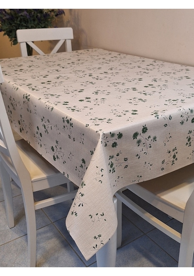 Elyaflı Pvc Muşamba - Desenli Silinebilir Masa Örtüsü Yeşil Yeşil