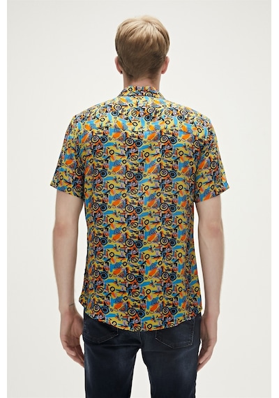 Bad Bear Bi-face Shirt Sarı Kısa Kollu Baskılı Erkek Gömlek-sarı Sarı