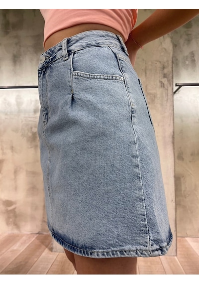 Vigoss Kadın Mini Denim Etek 50455-00422 Açık Mavi