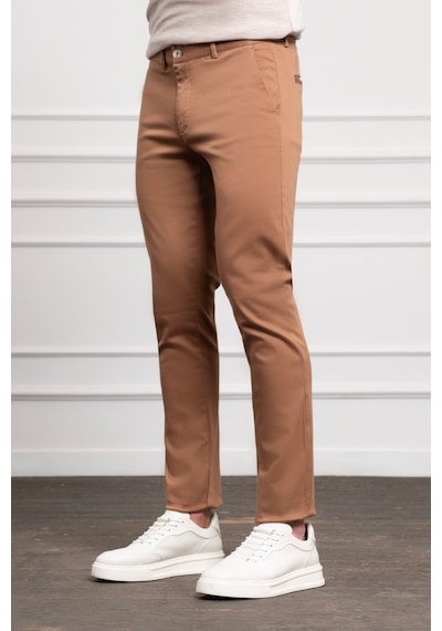 Morven Erkek Camel Slim Fit Dar Kesim Chino Pantolon 25ms003026408 Camel