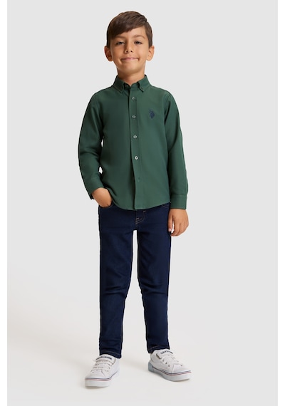 U.S. Polo Assn. Erkek Çocuk Koyu Yeşil Uzun Kollu Basic Gömlek 50324687-vr079 Koyu Yesıl