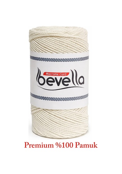 Premium Makrome Ekru Çanta İpi 2 Mm 200 Gr 5 Adet