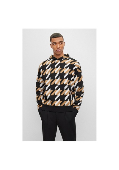 BOSS Erkek Siyah Desenli Sweatshirt Siyah Siyah