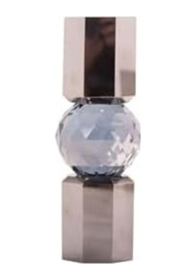 Kristal Mum Tutucu, Krom/duman, 6x6x16,5 Cm