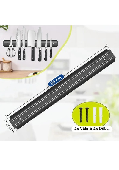 Şık Bıçak Yapıştırma Mıknatısı 55 cm Duvara Monte Metal Mıknatıslı Bıçak Tutucu