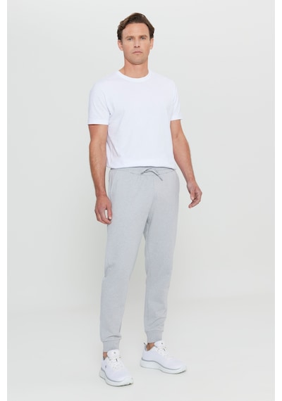 AC&Co / Altınyıldız Classics Standart Fit Normal Kesim Pamuklu Baskılı Cepli Erkek Eşofman Altı Gri Melanj