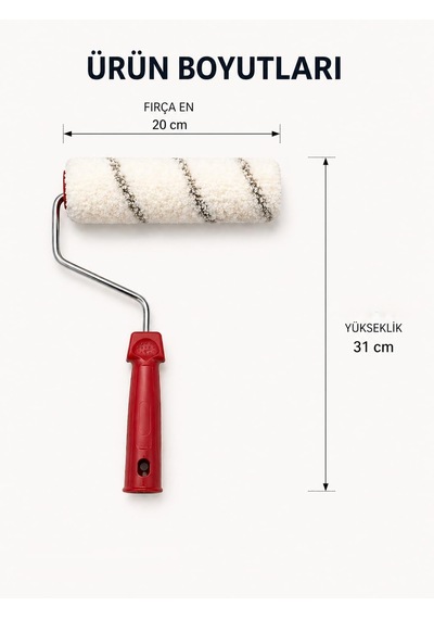 Orret Home 20 Cm Boya Rulosu Ve Yedek Rulo Seti Profesyonel Boya Badana Rulosu Duvar Boyama Rulosu Tüy Bırakmaz Rulo F