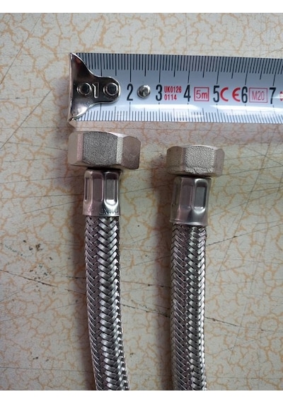 1 Adet 70 Cm Çelik Örgülü 1/2x3/8 Bağlantı Hortumu Rekorlu